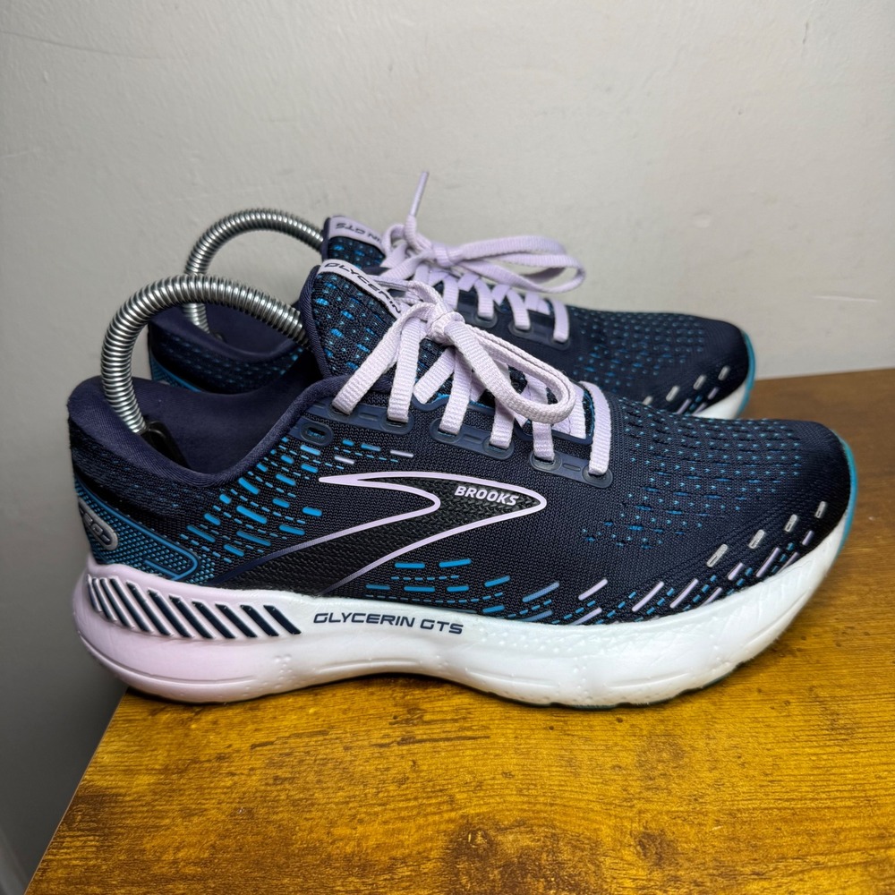 Brooks Glycerin GTS 20 Running Shoes Women Size 8 Navy Blue 1203701B499